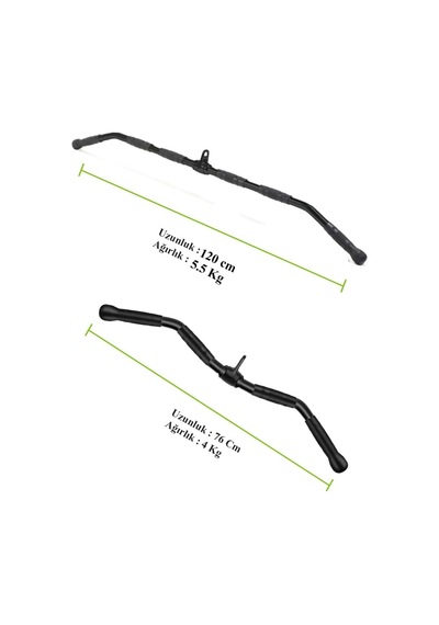 8'li Fitness Aparat Seti - Lat Pulldown - V Bar - Rowing Bar - Triceps Bar - Triceps Halatı