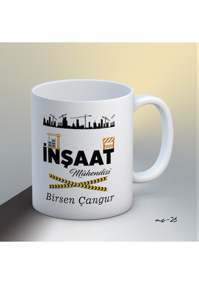 Kişiye Özel İnşaat Mühendisi Temalı Kupa Bardak Beyaz