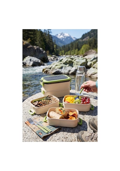 Mavi Beslenme Kutusu 3 Bölmeli 1 Adet 3 Bölmeli Beslenme Kabı Yemek Saklama Kabı Taşınabilir Lunch Box Okul