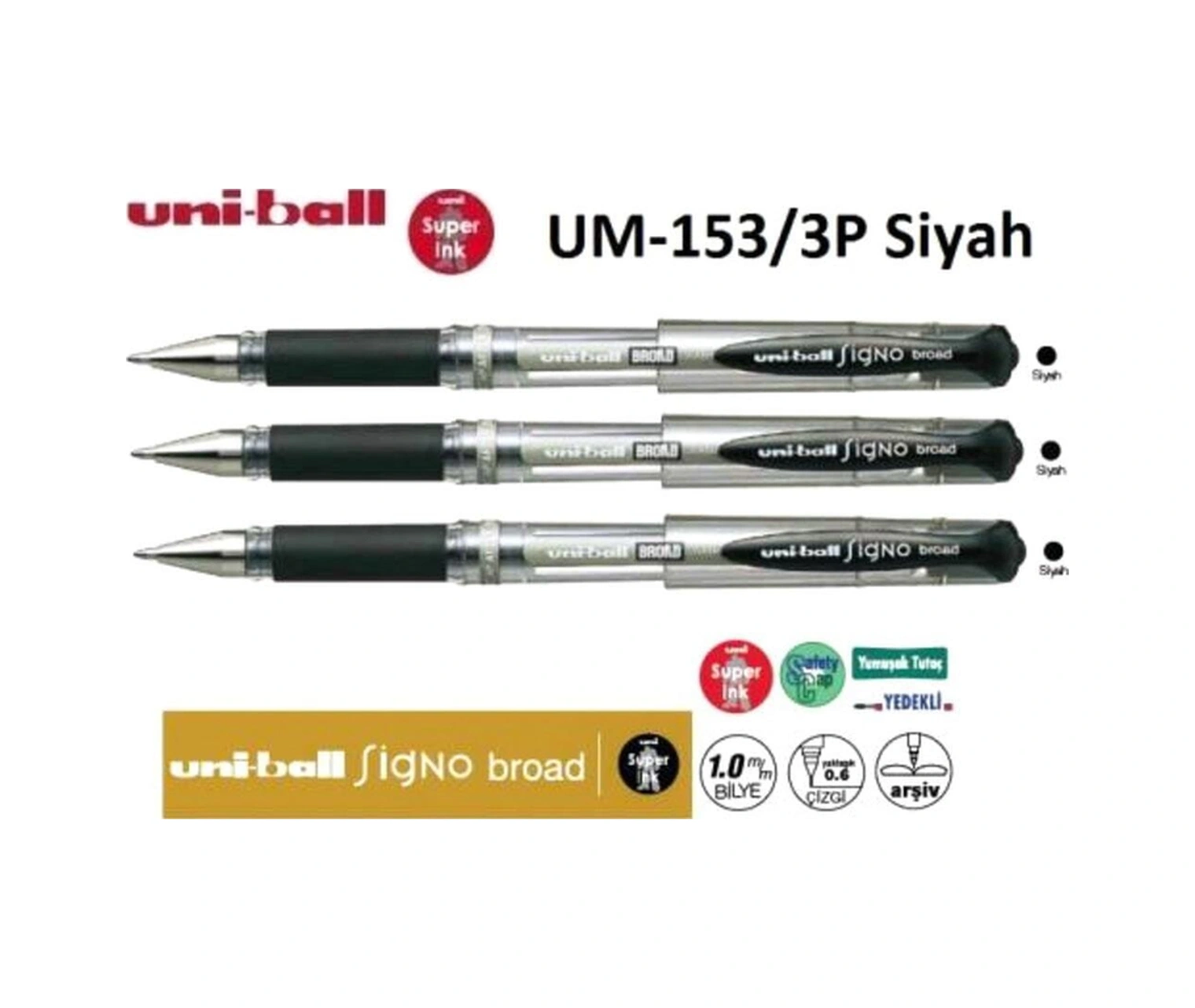 L Signo Broad 1.0 Imza Kalemi Üçlü Siyah Diğer