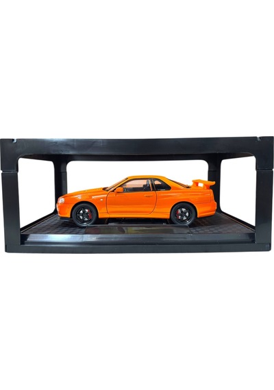 1:24 Metal Model Koleksiyon Araba Nissan Skyline Gt-r R34 Turuncu 19 Cm Döner Ön Tekerler
