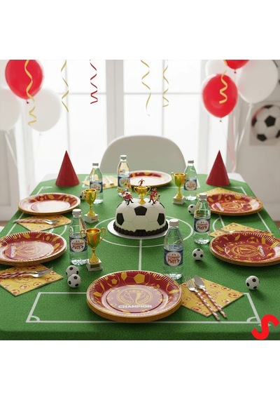 Futbol Sarı Kırmızı Champion Karton Tabak - 23cm X 8 Adet