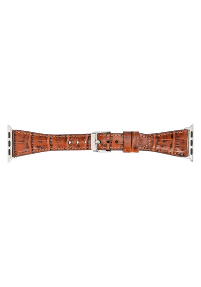 Bloomband Signature Croc Brown Leather Apple Uyumlu Watch Band - 44/45/46/49mm