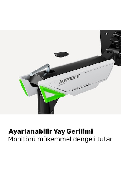 Tr Std93012lw 17-45 Profesyonel Gaming Rgb Monitör Kolu, Kavisli & Ultrawide Uyumlu, Geniş Eğim +60 , 360 Pivot Ve