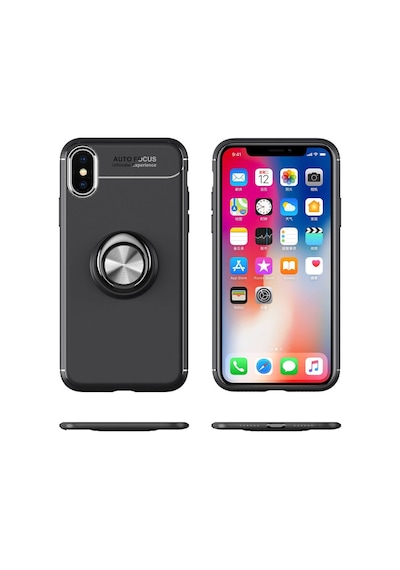 Apple iPhone Uyumlu  Uyumlu Xs Max Kılıf Range Yüzüklü Silikon - Siyah-mavi
