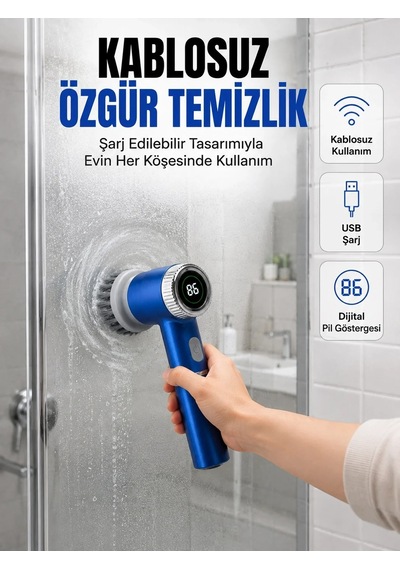 Ers Mutfak, Banyo Ve Fayanslar İçin Çok Amaçlı Elektrikli Temizlik Fırçası Çok Renkli