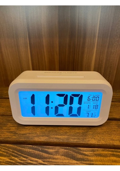 Dijital Masa Saati Alarm Tarih Saat Derece Gece Sensörlü Işıklı