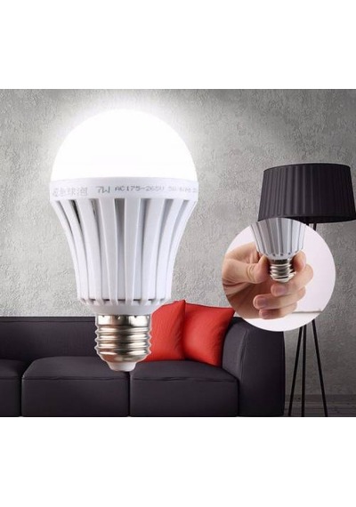 4 Adet Büyük Boy Şarjlı Led Ampul 15 Watt Lamba Ampul Beyaz Led