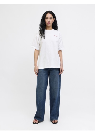 Jack & Jones Kadin Sirt Baskili Bol Kalip Tisört - Millow - 12297856 - 1 Beyaz