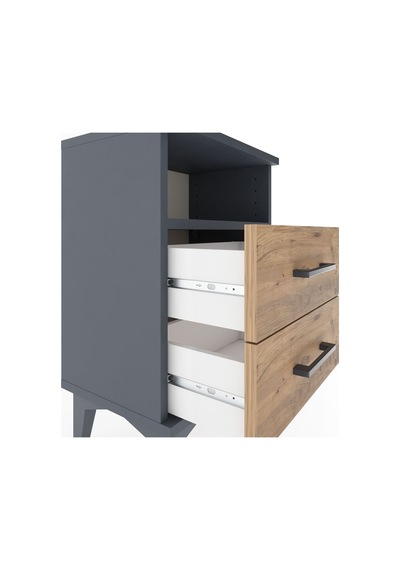 Arges Komodin Tek Raflı 2 Çekmeceli 44x30x64 Antrasit-çam Antrasit