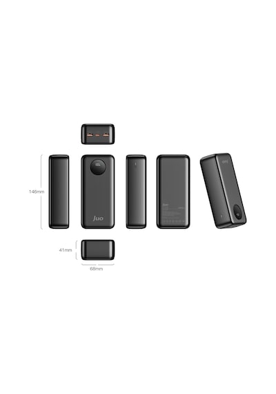 Juo MT03278 30000 mAh 22.5 W Dijital Led Ekranlı Taşınabilir Hızlı Şarj Powerbank Siyah