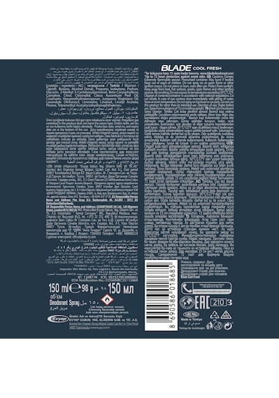Blade Cool Fresh Erkek Sprey Deodorant 6 x 150 ML