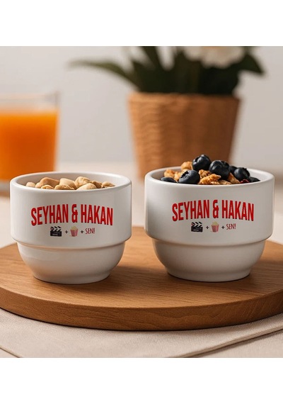Bk Gift Kişiye Özel İsimli 2li Çerezlik Kase-3 Yeni Ev Hediyesi Önerileri, Misafir Sunum Ürünü, Çay Yanı Kase Kobitmeyencom34788 Bk Gift