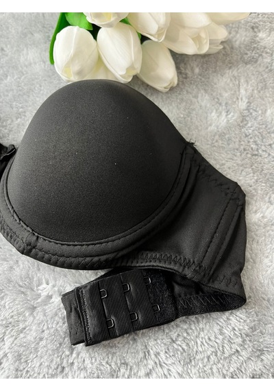 Mistirik Lenola Model Push Up Etkili Destekli Premium Balenli Sarkma Önleyici Büstiyer Siyah Renk Siyah