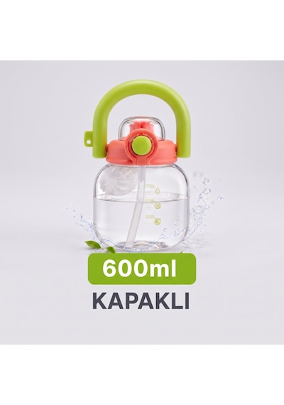 Büro Ev Ofis Hediyesi İçin 600ml Sızıdrmaz Kapaklı Sporcu Matarası Gri