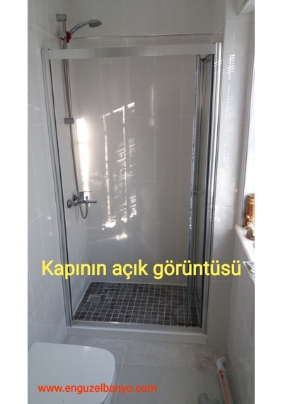 40 Desen Patentli Katlanır Cam Duşakabin İki Duvar Arası Duşakabi Gri