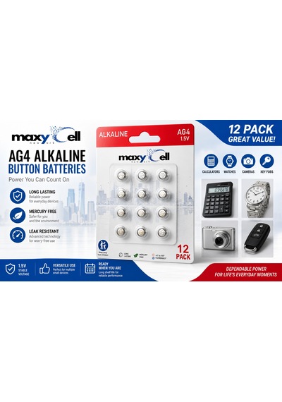 Maxycell 12 Adet Ag4 376 377 Sr626 Sr626sw Lr66 1.5v Düğme Pil, Saat Pili, Çocuklara Dayanıklı Ambalaj, Küçük Elektronik Cihazlar Için,ölçüm Cihazlar