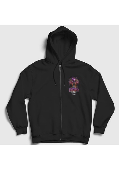 Presmono Unisex Coffin Black Sabbath Fermuarlı Kapüşonlu Sweatshirt Siyah