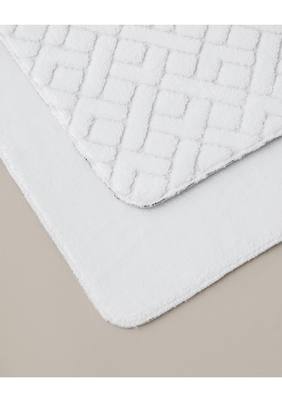 English Home Gridline Kaydırmaz Taban Banyo Paspası Seti 60x80 Cm + 40x60 Cm Beyaz