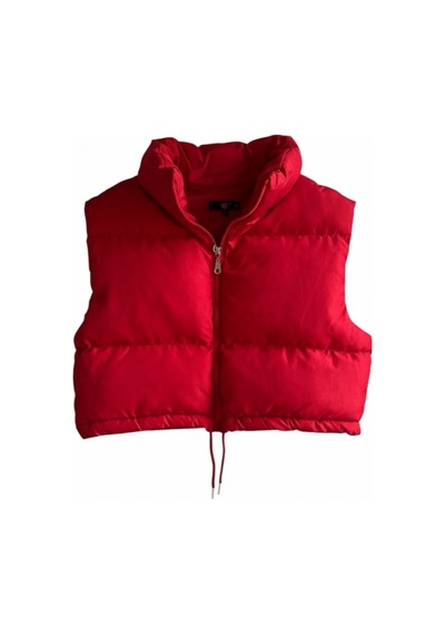 Feg Store Kadın Kırmızı Crop Dik Yaka Fermuarlı Belden Lastikli Ayarlanabilir Şişme Yelek Feg Store Kadın Kırmızı Crop Dik Yaka Fermuarlı Belden Lastikli Ayarlanabilir Şişme Yelek