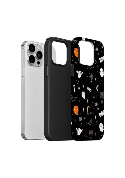 Velvoria Valestra Boo Ghost Doodle Apple iPhone Uyumlu 14 Pro Max Darbe Korumalı Kılıf Valestra Select - Boo Ghost Doodle