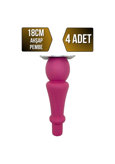 Tombul Torna Ahşap Ayak Mobilya Masa Ve Dolap Ayağı Pembe Kayın / Gürgen 4 Adet