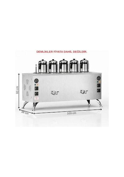 Anka Elektrikli İnox Pro Compact 5 Demlik 50 Litre Çay Makinesi 220v