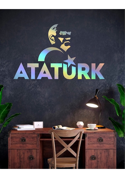 Atatürk Ve Ay Yıldız Sticker - Araba Oto Motosiklet Karavan Araç Cam Sticker - 00347 20x12 Cm