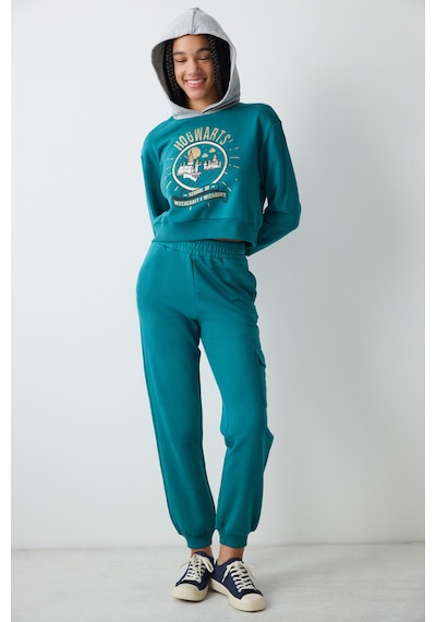 Penti Petrol Yeşili Harry Potter Baskılı Kapüşonlu Sweatshirt Petrol Mavısı Petrol Mavisi