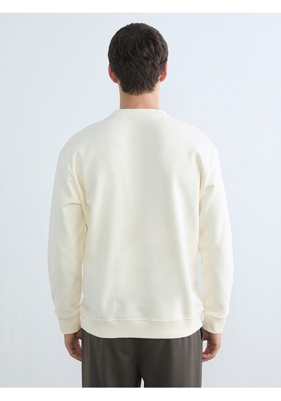 Lcw Vision Bej Bisiklet Yaka Erkek Kalın Sweatshirt