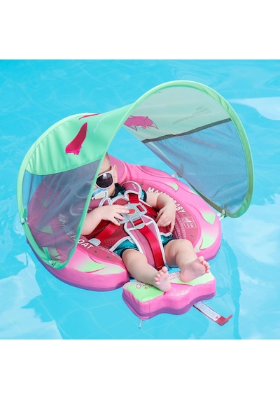 Mambobaby Yüzme Simidi - Pitaya, Emniyetli, Gölgelikli Ve Ayak Destekli