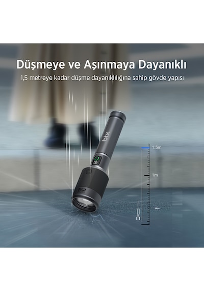 Bix Bx5102fl 60w Led 3000 Lümen Uzun Menzilli Kompakt El Feneri Gri