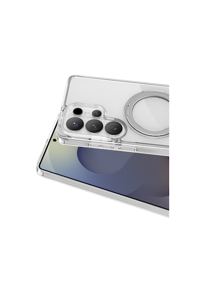 Samsung Uyumlu Galaxy S26 Ultra Halka Standlı Magsafe Şeffaf Kılıf Manyetik Güçlü Tutuş Şeffaf