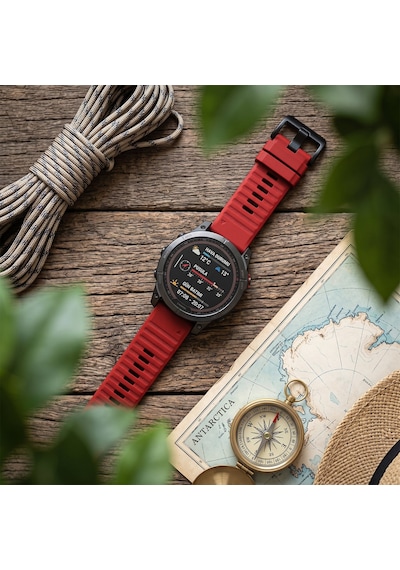 Caseonn Garmin Fenix 5x Plus Kordon Quickfit Premium Spor Kayış Kırmızı
