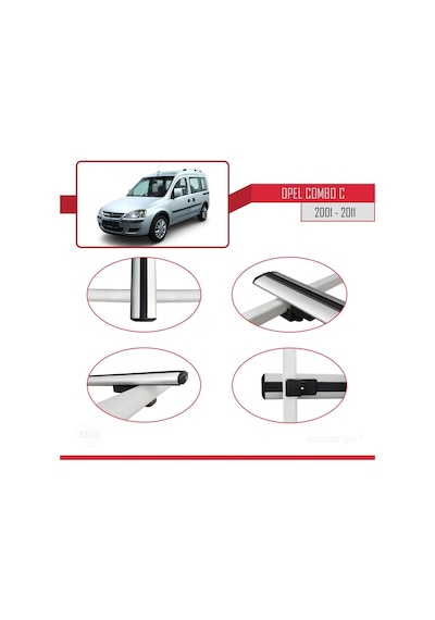 Opel Combo C 2001-2011 Arası İle Uyumlu Basic Model Ara Atkı Tavan Barı Gri 3 Adet
