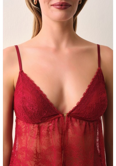Suwen Passion Dantelli İnce Askılı Atlet St4451607102 Bordo