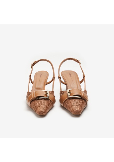 Caramello Topuklu / Stiletto Kadın 81f2 Frau Raffıa Slıngbacks Wıth Buckle