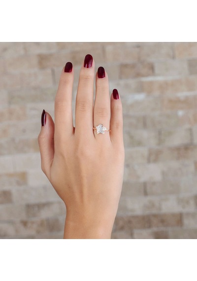 Tesbihane Zirkon Taşlı Kır Çiçeği Tasarım Rose Renk 925 Ayar Gümüş Kadın Yüzük Pembe