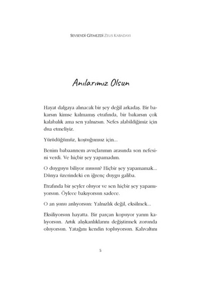 Hayy Kitap Zeus Kabadayı Sevseydi Gitmezdi