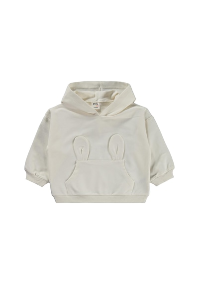 Civil Baby Tavşan Kulak Cepli Kapşonlu 6-18 Ay Sweatshirt - Ekru