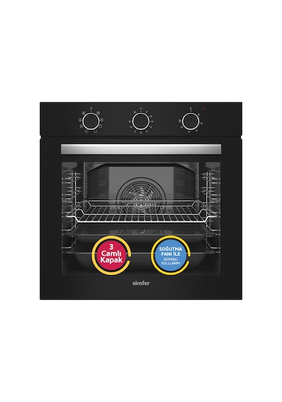 Simfer 8220 9 Fonksiyon QS Siyah Cam Ankastre Fırın Power Turbo Pop-up