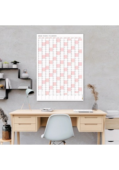 2027 Yıllık Planlayıcı Poster Takvim, Pembe Renk Planlayıcı Takvim, 2027 Okul Takvimi