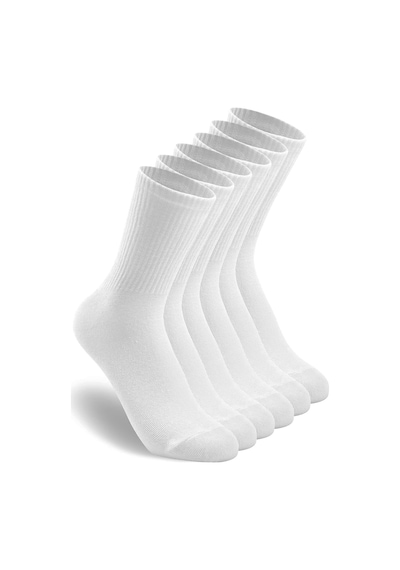 Bgk 6 Çift Pamuklu Tenis Çorap Soket Boy - Unisex Beyaz
