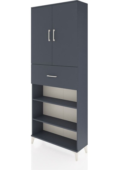 Arges Dolap 5 Raflı Tek Çekmeceli 2 Kapaklı 88x30x221 Antrasi... Antrasit