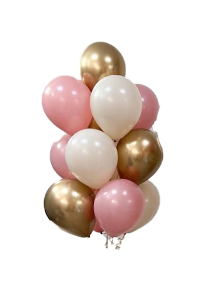 10 Adet 12 Inç Krom Gold Pembe Ve Beyaz Karışık Balon Çok Renkli