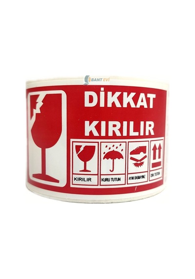 Dikkat Kırılır Etiket 10Cm X 5Cm 250 Adet Uyarı Kırılabilir