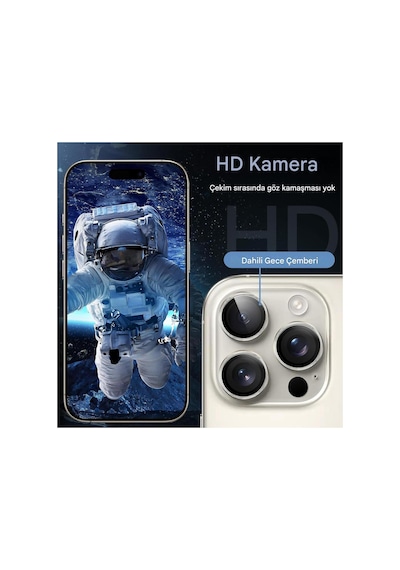 İphone 16 Pro / 16 Pro Max Uyumlu Safir Lens Çizilmez Dayanıklı Kamera Koruyucu Çöl
