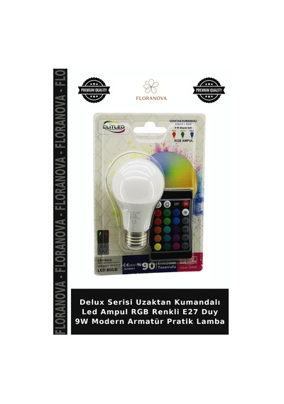 Delux Serisi Uzaktan Kumandalı Led Ampul Rgb Renkli E27 Duy 9w Modern Armatür Pratik Lamba