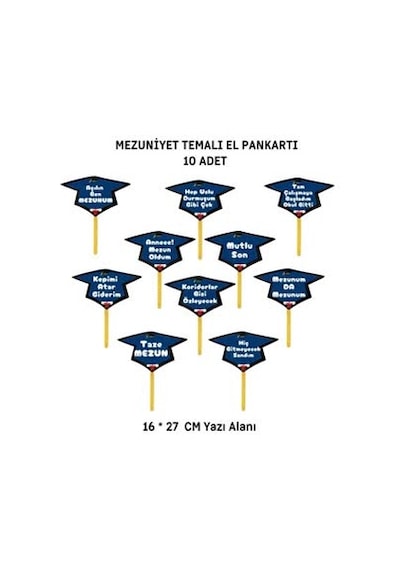 Mezuniyet El Pankartı 10 Adet 01