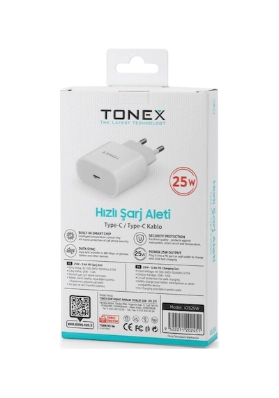 Tonex Apple Uyumlu iOS 25w Type-c To Type-c 25w Yeni Nesil Şarj Cihazı